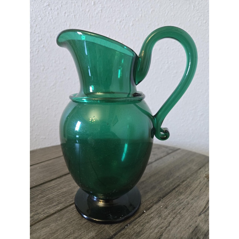 Emerald Green Pitcher Metropolitan Museum of Art Saratoga Handblown Art Glass